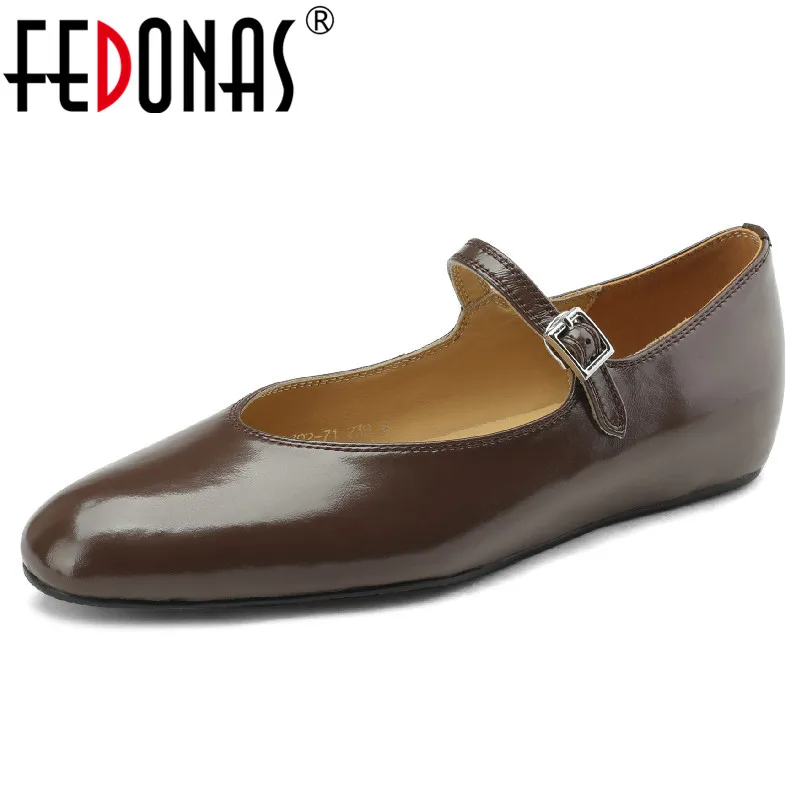 

FEDONAS Spring Summer Retro Concise Women Pumps Office Ladies Casual Genuine Leather Increased Internal Mary Janes Shoes Woman