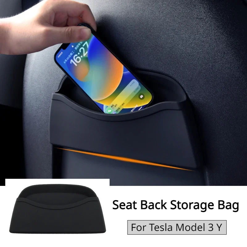 

Сумка для хранения на спинку сиденья для Tesla Model 3 Y, спинка сиденья, карманный зажим для хранения телефона, силиконовые водонепроницаемые аксессуары для автомобильного интерьера