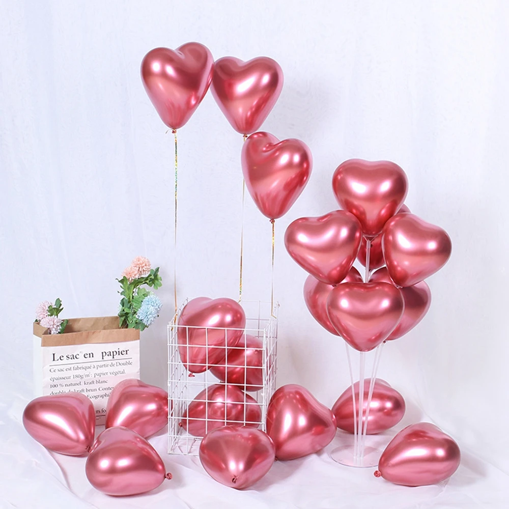

12inch Heart Shaped Wedding Balloon High Metal Latex Balloons Birthday Party Proposal Scene Decorated Purple Gold Helium Baloon