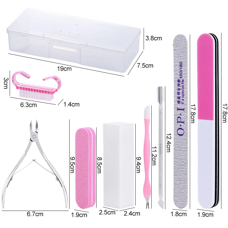 Nail Art Tools Set 9Pcs/lot Professional Files Buffer Sponge Block Brush Nail Scissors Kit With Cuticle Nipper Pushers Manic - 2