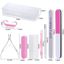 Premium Nail Art Tool Set - 9 - Piece Kit with Professional Buffers, Brushes, Scissors, Cuticle Nipper, and Pushers (Light Grey)