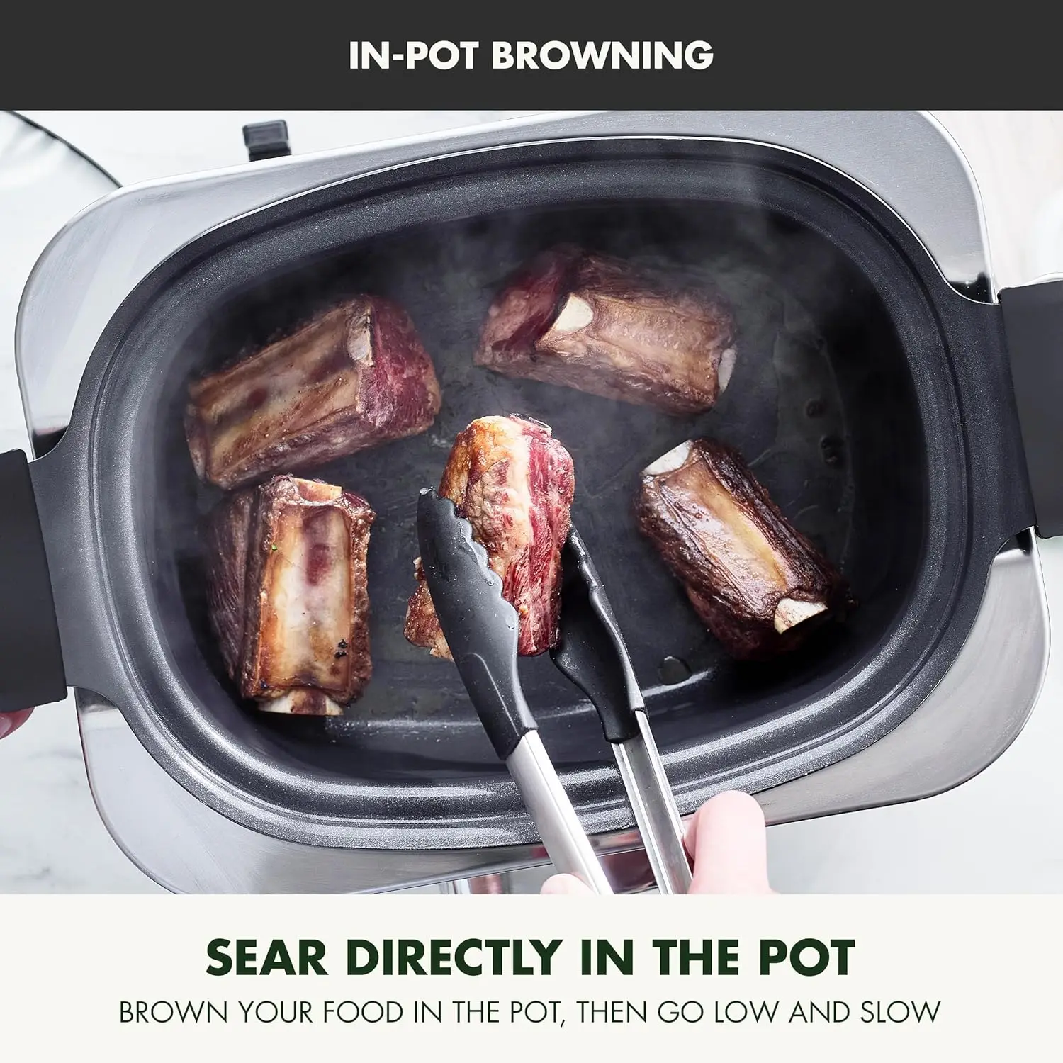 Elite 8 - in -1 Programmable 6QT Electric Slow Cooker, Dishwasher Safe Lid & Removable Crock, PFAS-Free Healthy Ceramic Nonstick 5