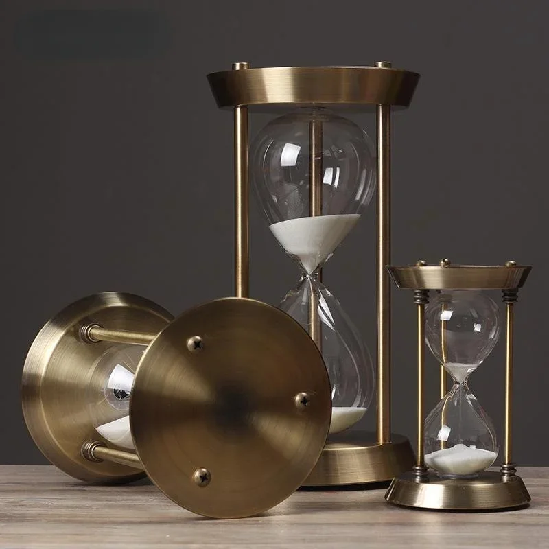 15/30/60Minutes Retro Metal Hourglass Timekeeper Timer Living Room Office Desk Decoration Ornament Alarm Sandglass Gifts