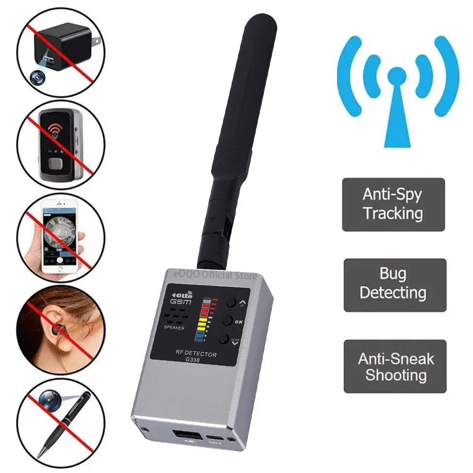 Professional Anti-Spy Hidden Camera Detector RF Signal Wireless Camera Lens Bug GPS Tracker Magnetic GSM Device Scan Finder G338