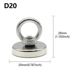High - Performance Neodymium Magnet with Countersunk Hole and Eyebolt for Heavy - Duty Applications (D20)