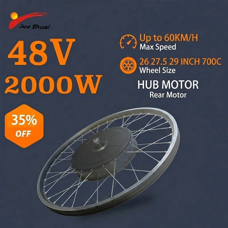 Niczu Set Motore Mozzo Anteriore per Bici Elettrica 48V 250W, Kit di