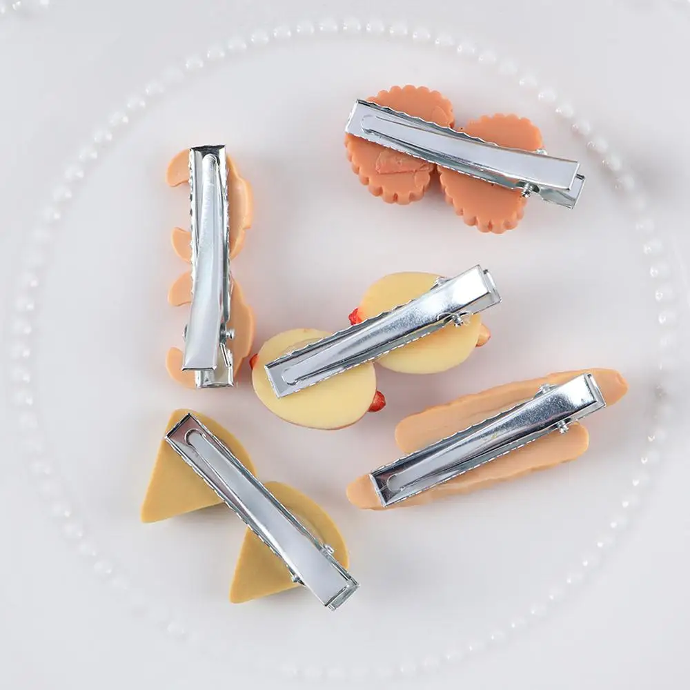 Headwear Geometric Hot Dog Croissant Egg Tart For Girls Women Hair Clips Duckbill Side Clips BB Hairpins Korean Barrettes 4