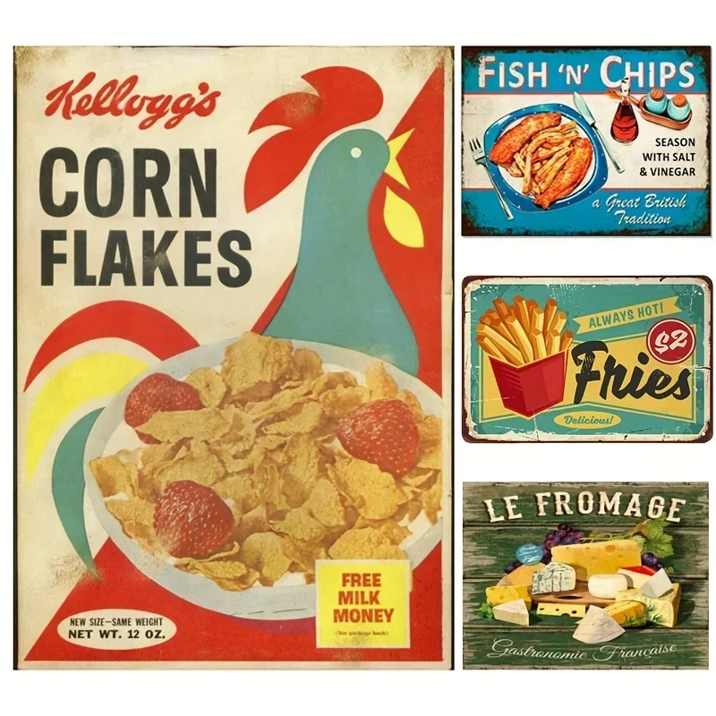

1pc Vintage Food Metallic Tin Signs, Vintage Style, for Gifts, Home Wall Decorations Farmhouse Decor Posters