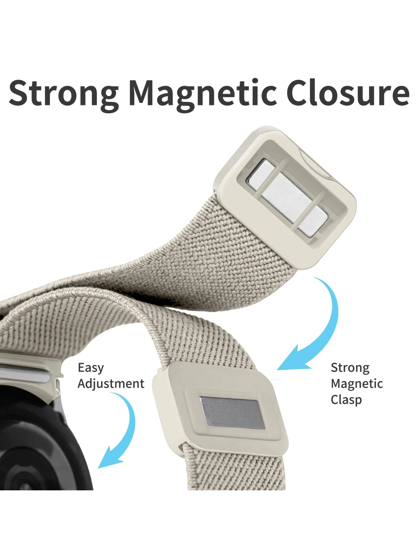 Versatile 20mm Adjustable Nylon Elastic Smartwatch Strap