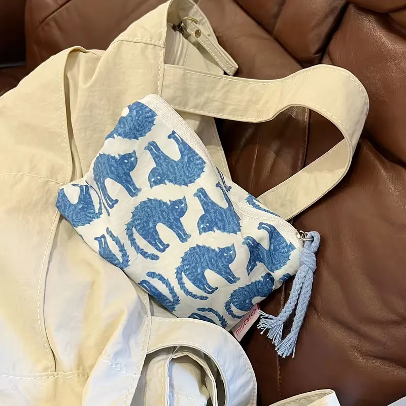 Cosmetic Bags in the Makeup Bag, Storage Makeup Bags, Small Blue Cat Makeup Bags with Handles, Lipstick Coin Purses, Cute Small Storage Bags, Earphone Cases, Cushion Makeup Bags, Sanitary Napkin Organ - 3