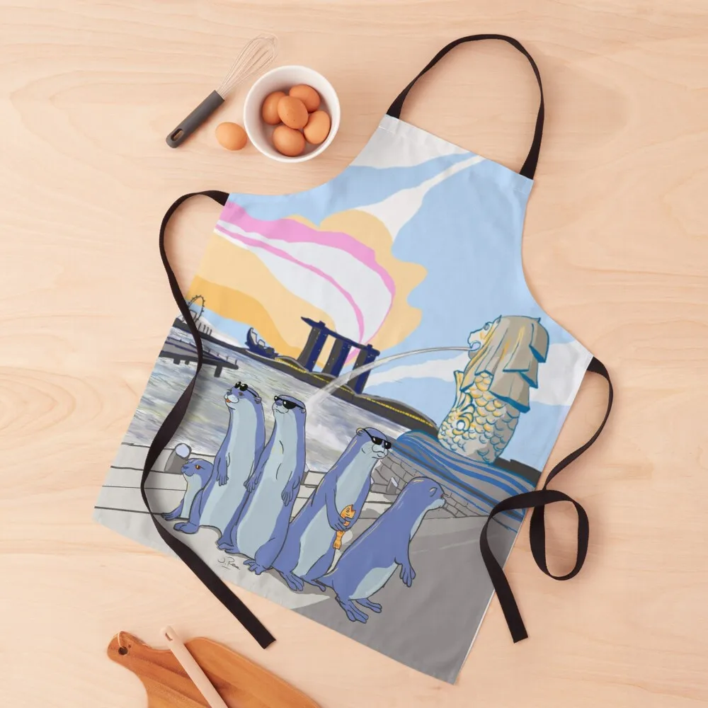 

Otters Ready to Party Apron chef kitchen apron Women kitchen's apron