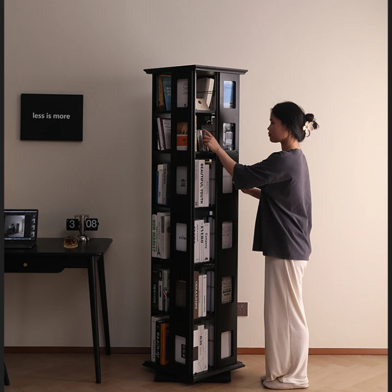 

Bookshelf Solid Wood Rotating Bookshelf 360-Degree Bookcase Floor-Standing Household Child Storage Shelf