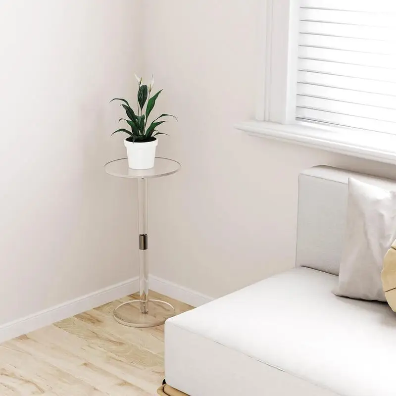 طاولة مشروبات شفافة من الأكريليك، نهاية مستديرة صغ...