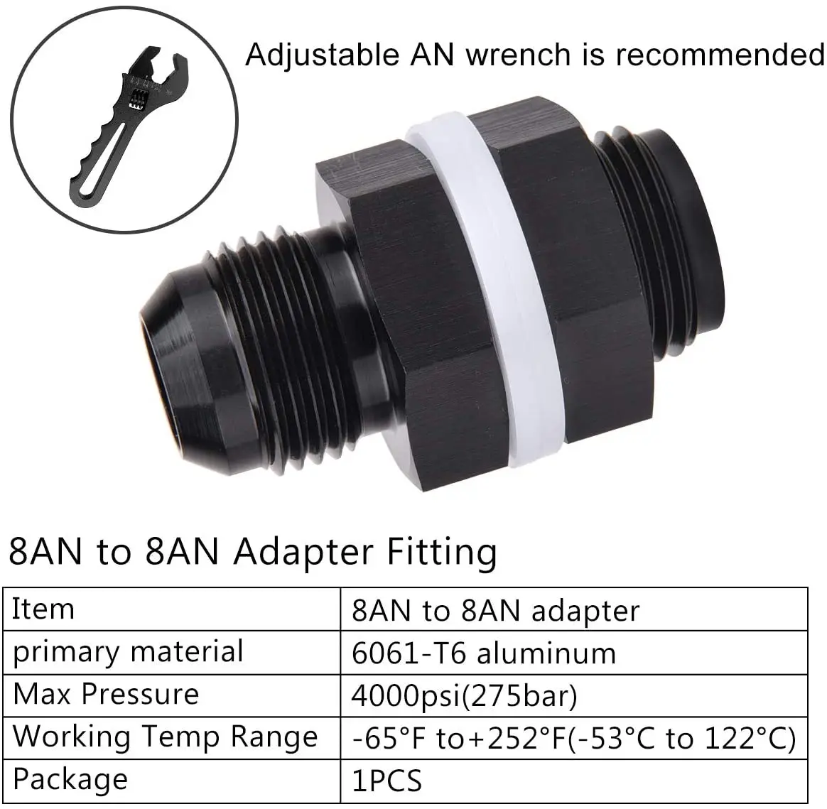 1PCS AN6 AN8 AN10 AN12 Aluminum Fuel Cell Bulkhead Aerospace Hose Connector Fitting With Washers And Nut