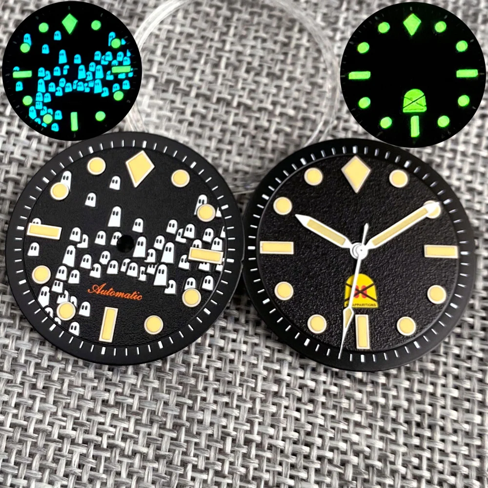 Sandblasted 40mm Watch Case with Double Dome Sapphire Crystal and Luminous Ghost Dial