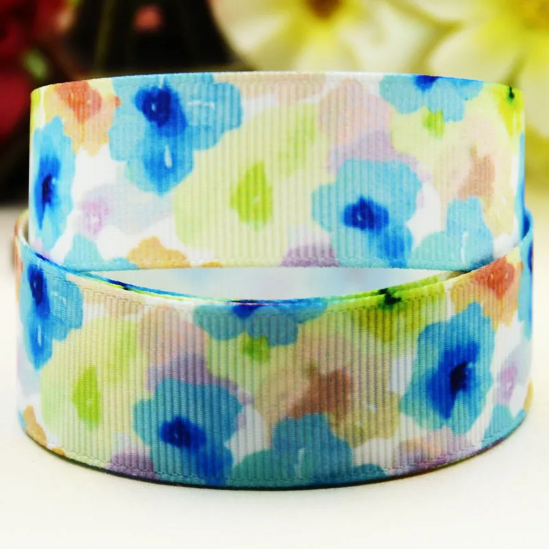 

22mm 25mm 38mm 75mm Flower Cartoon printed Grosgrain Ribbon party decoration 10 Yards X-03829
