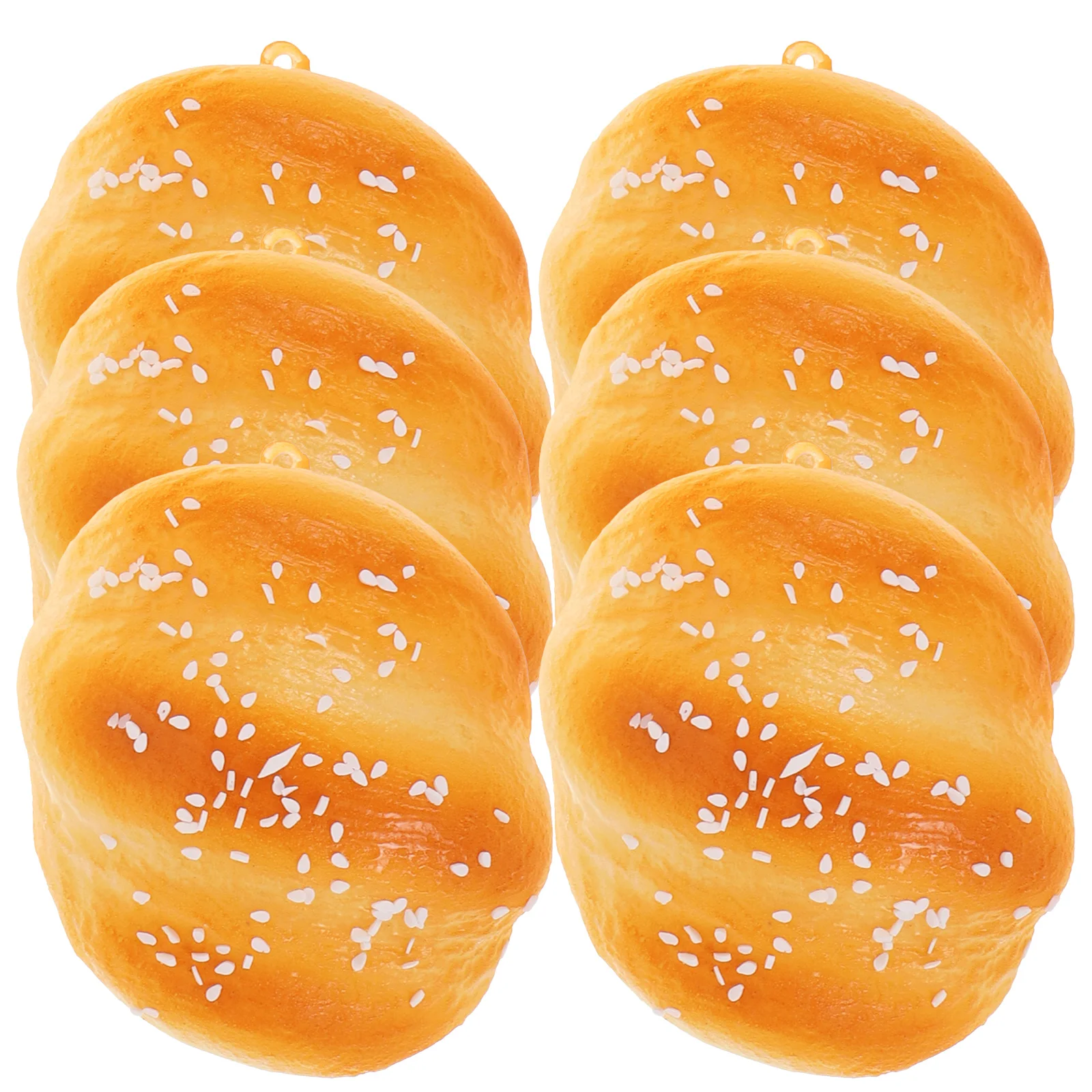 

6pcs Artificial Sesame Roll Bread PU Bread Model Bread Simulation Cake Realistic Bread Dessert Bread Photography Prop for Home