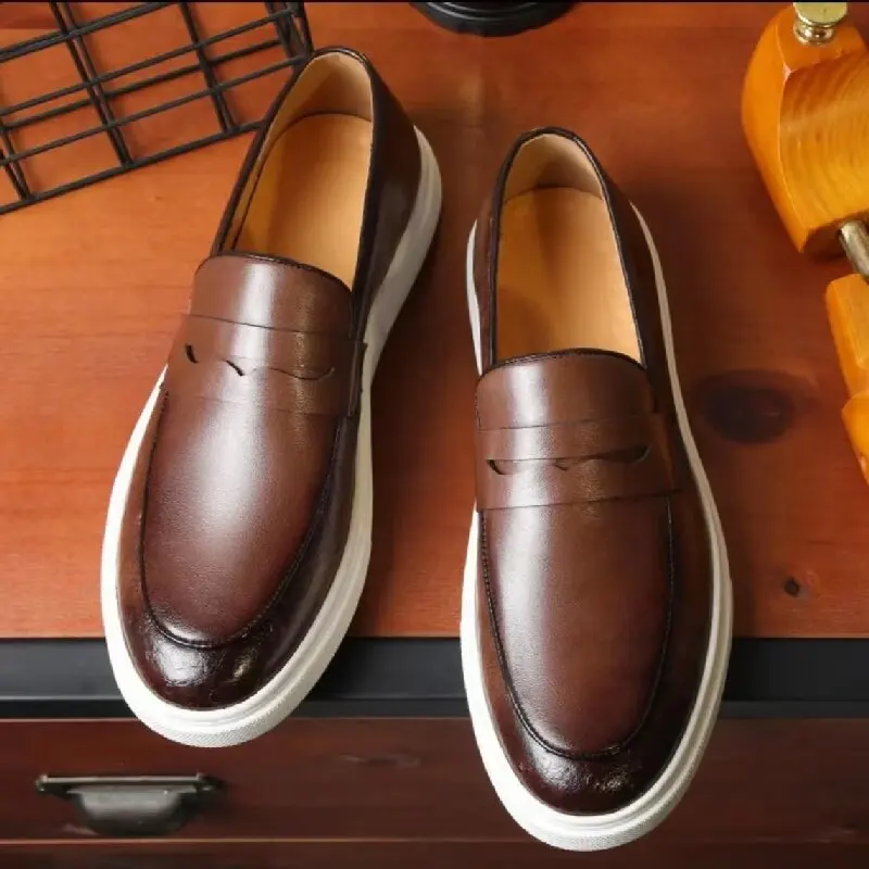 Eisure Business Vulcanized Shoes Men Shoes Black Brown Outdoor Comfortable Walking Shoes High Quality Lefu Shoes Size 38-48 Male