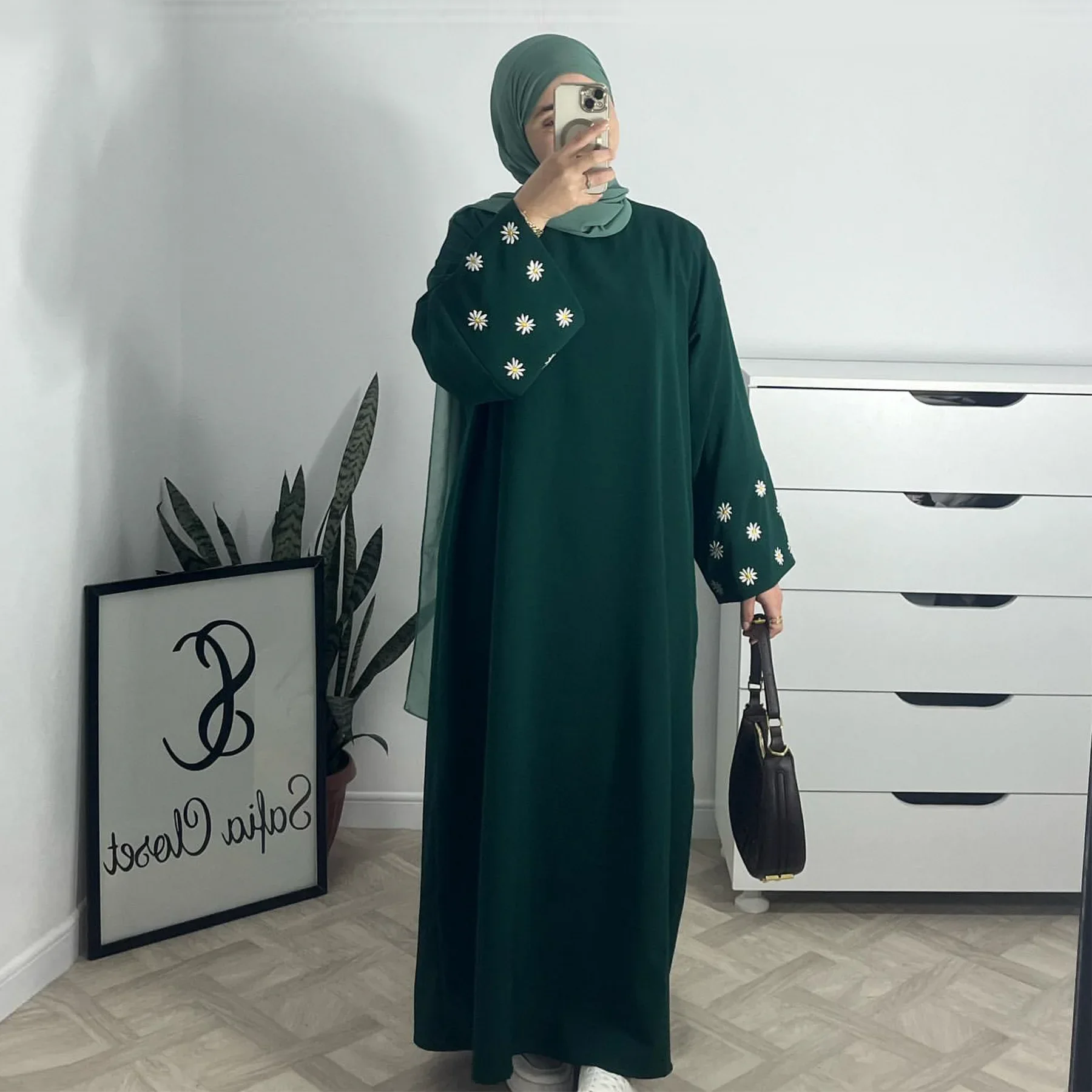 Eid Muslim Turkey Dresses for Women Jalabiya Small Daisy