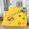 Cartoon Chocolate M-M&M's Logo Printed Blanket Picnic Blankets Warm Blanket Soft and Comfortable Blanket Home Travel Birthday 1