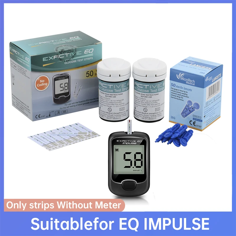 Exactive Eq Impulse 50 Pz/100 Pz/200 Pz Striscia Reattiva Lancette Kit Misuratore Di Glucosio Nel Sangue Macchina Per Il Test Dello Zucchero Spedizion
