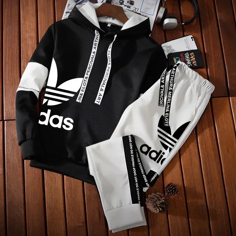 Men's Luxur Printed Tracksuits Casual Solid Color Sweatshirt+Sweatpants 2-Pcs Windbreak Designer Outdoor Sports Warm Outfits