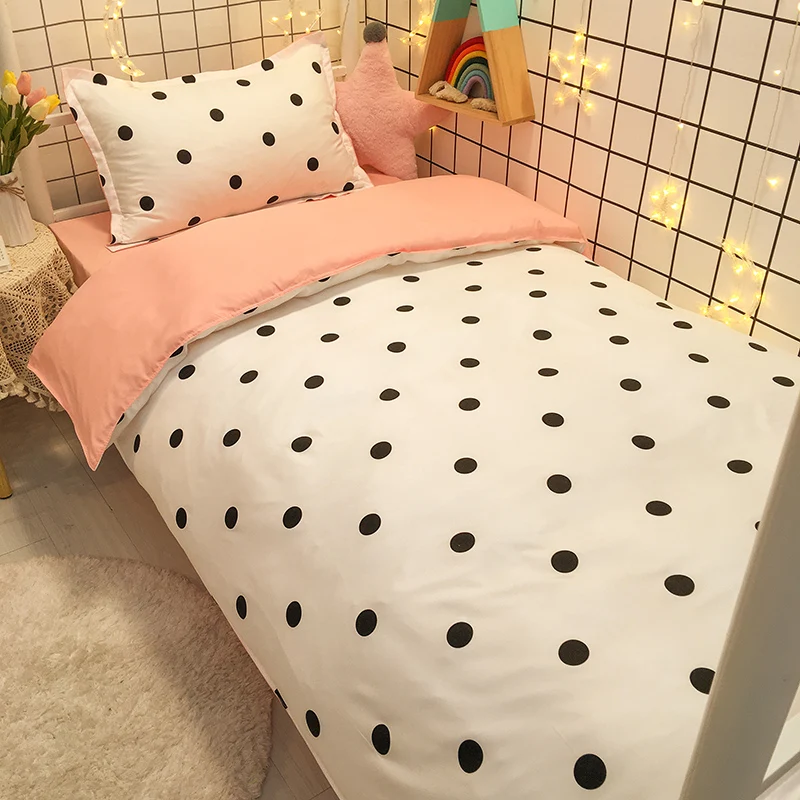Cute Strawberry Bedding Set Pink Duvet Cover Flat Sheet Pillowcase Soft Bed Linens Single Girls Dormitory Bedroom Home Textile 4