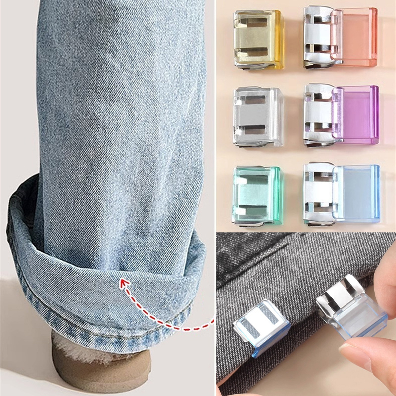 4/6Pcs Invisible Leg Shortening Clips Non-slip Pants Edge Clip Detachable Buckle For Anti-drag Pants Hem Fixing DIY Sewing Craft