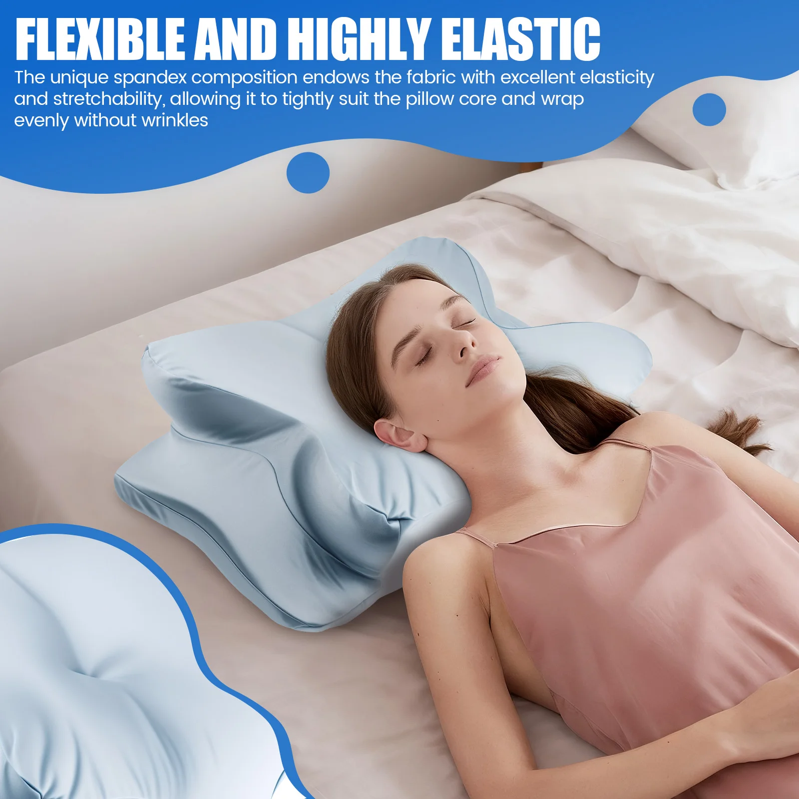 Cervical Pillowcase Soft Butterfly Shaped Pillowcase with Zipper Breathable Bed Pillow Cover Home Accessories for Hotel Hospital