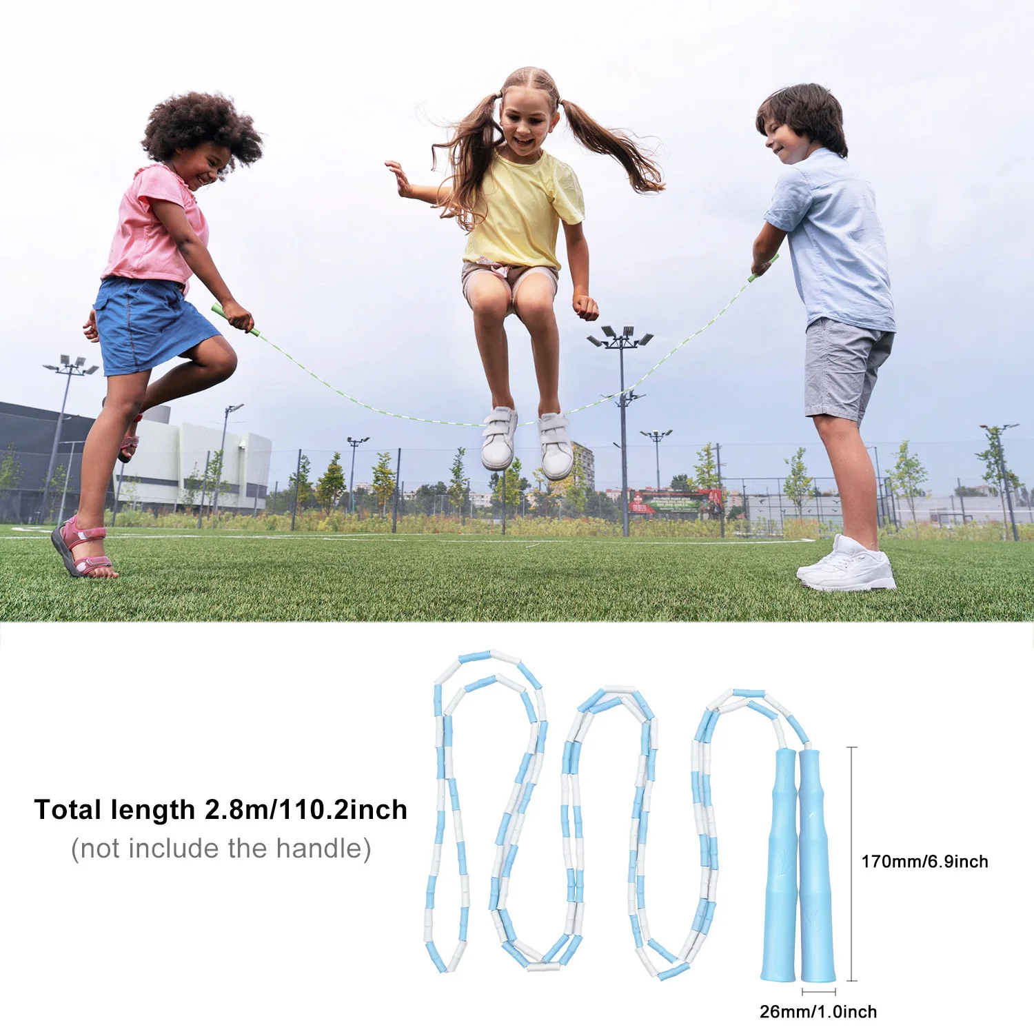 KOOTION Soft Beaded Skipping Rope Plastic Segmented Jump Rope Indoor And Outdoor Sports Skipping Rope For Fitness Training