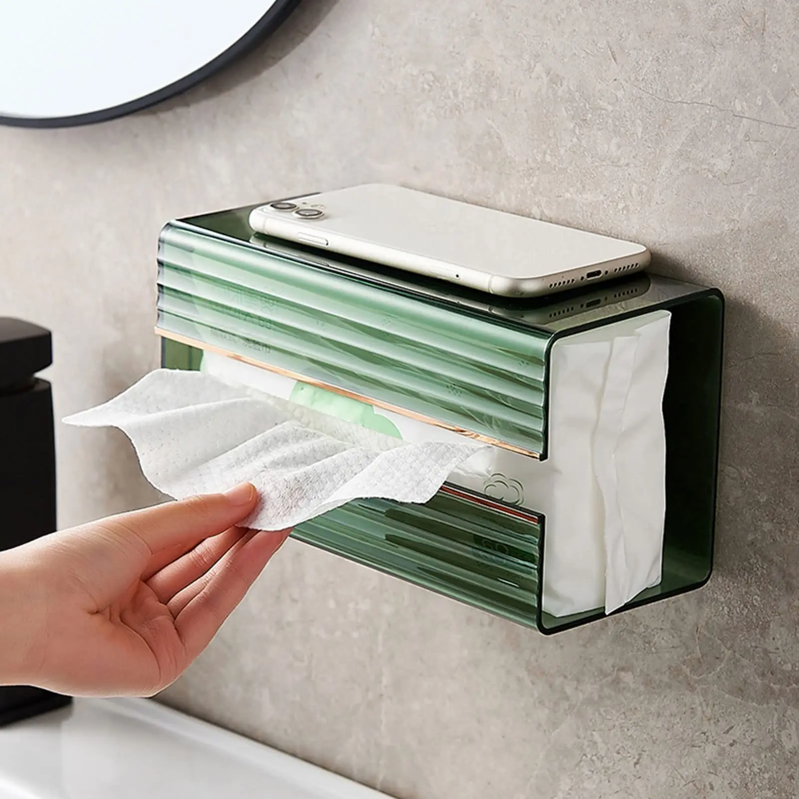 

Wall-mounted Tissue Box, Durable ABS Material, Waterproof, Toilet Paper Holder, Tissue Paper Dispenser, Home Decorations