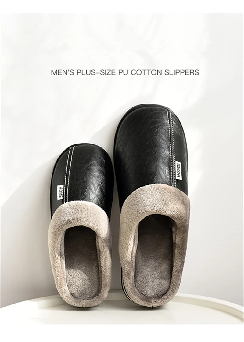 Unisex Waterproof Fur Slippers - Indoor PU Leather - true deals club