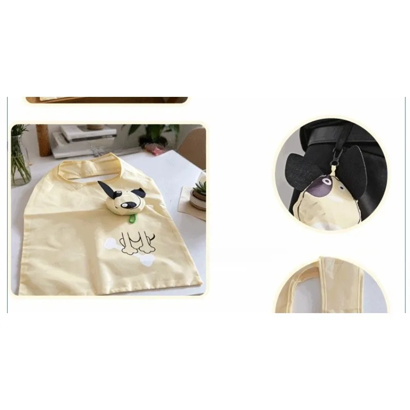 Eco-Friendly Foldable Reusable Shopping Tote Bag - Cartoon Design Storage and Organization Accessory