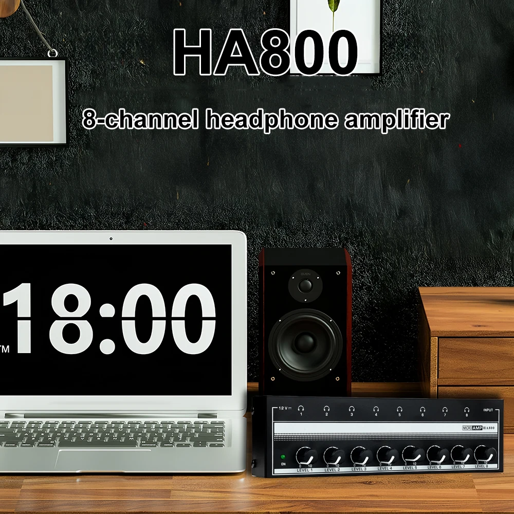 8 Channels Headphone Amplifier Mini Amplifier with Stereo/Mono Switch Profession