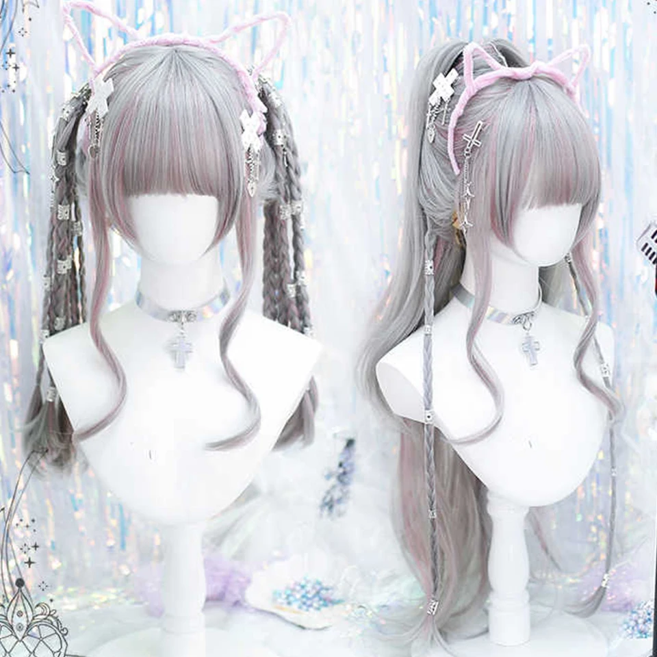 Synthetic White Curly Cosplay Wig for Women