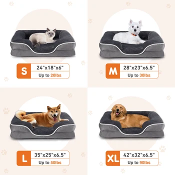 JHK Orthopedic Dog Bed Memory Foam Pet Bed for Small Dogs & Cats with Washable Removable Cover Non-Slip Base Waterproof Liner 3