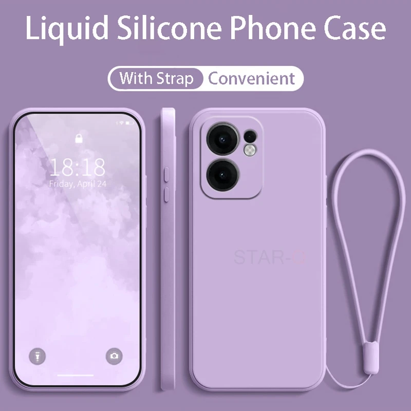 Original Liquid Silicone Phone Case with Lanyard - Enhanced Grip and Protection