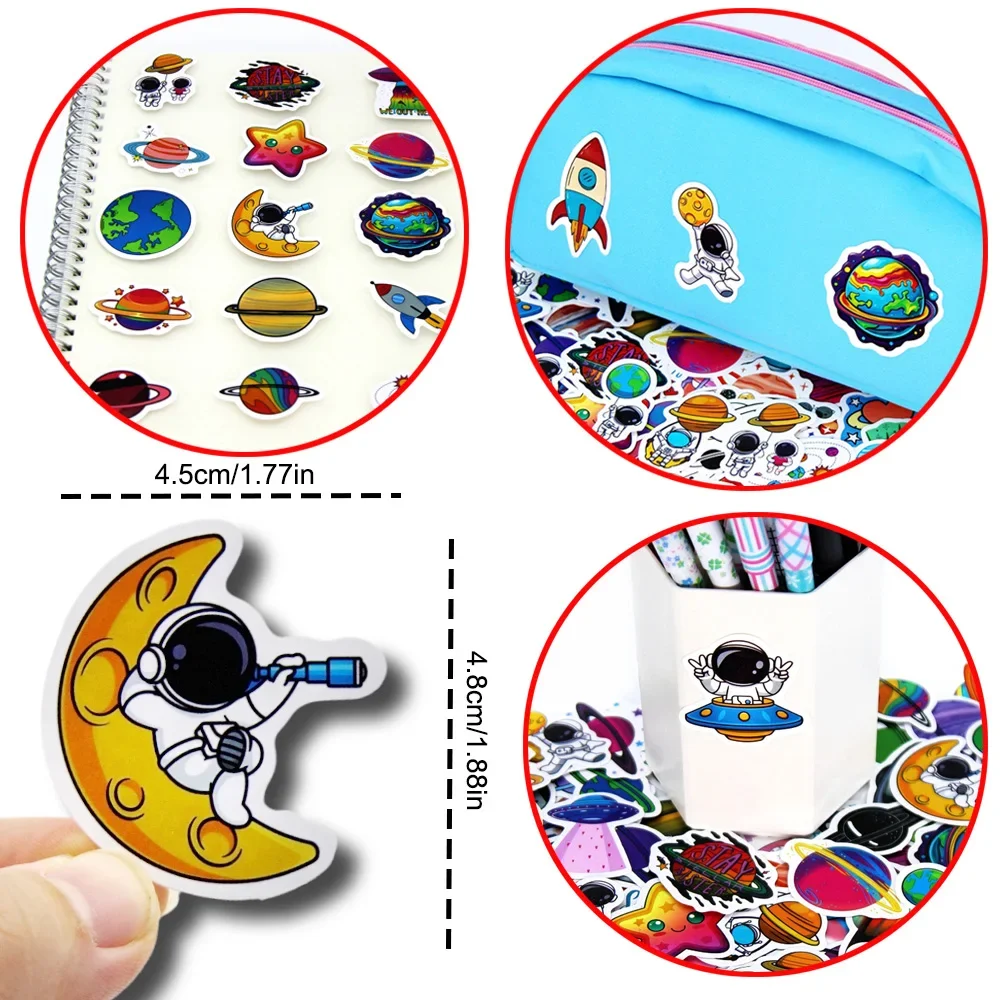 10/100Pcs 귀여운 스티커 팩 Kawaii 우주 행성 미적 문구 용품 사무실 학교 스크랩북 용품 한국어 종이