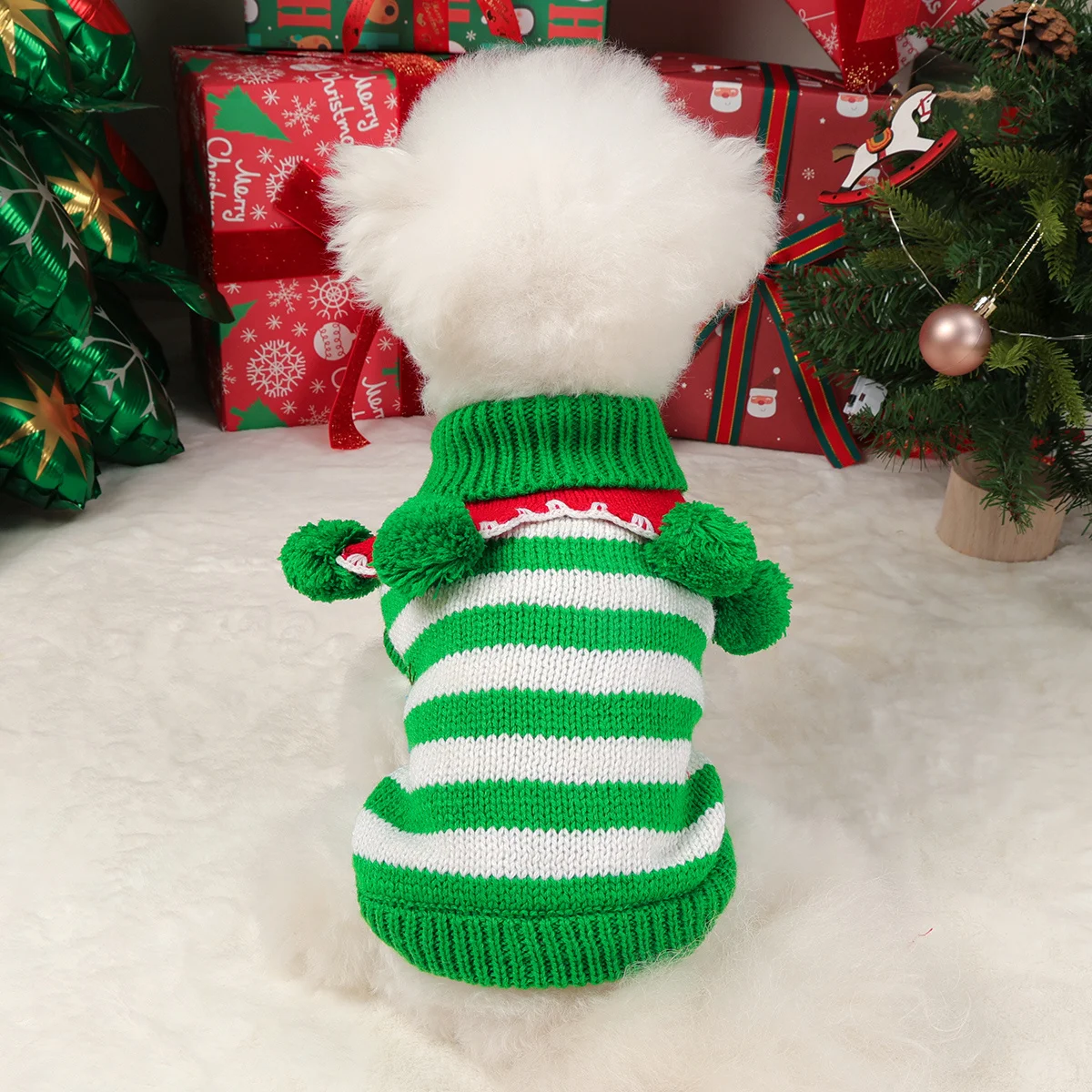 Green Striped Pet Sweater 1