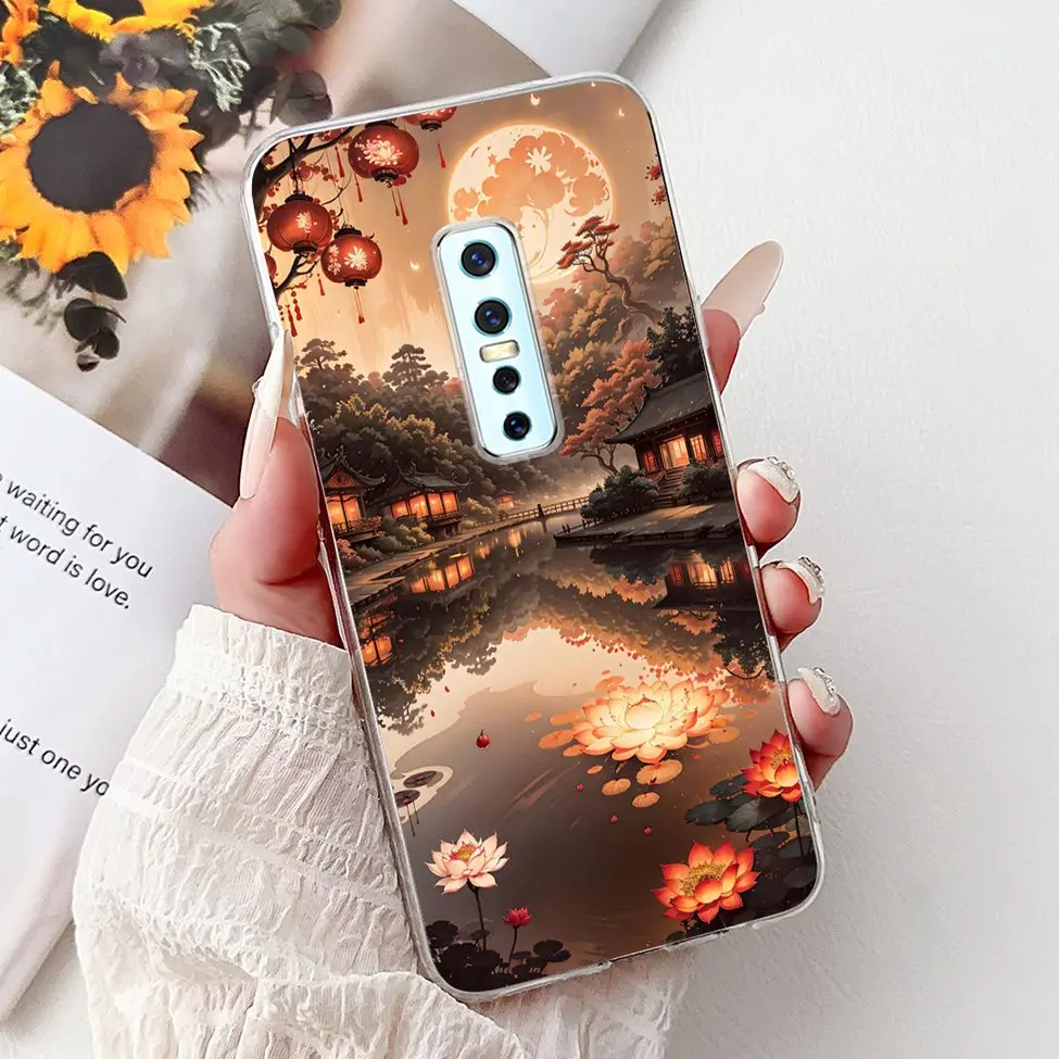 Clear Luxury Fashion Flowers Cat Design Soft Back Phone Case