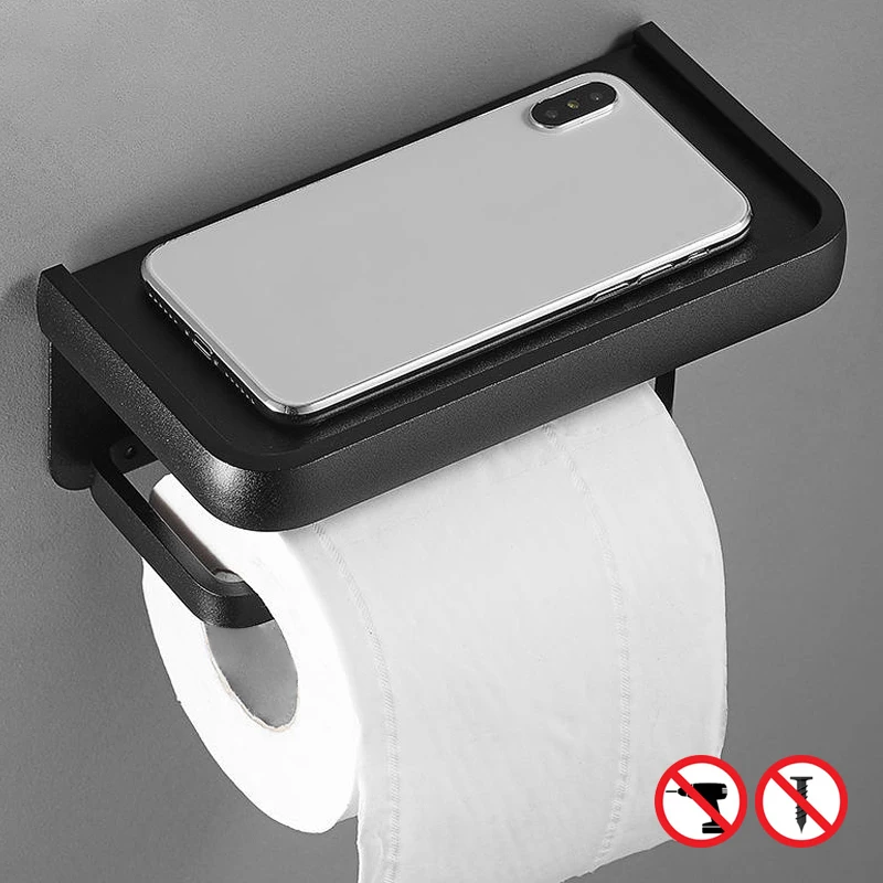 Black Toilet Paper Holder Multifunction Bathroom Storage Shelf Roll Paper Holder Chrome,Grey,White EL609 toilet paper holder toilet roll holder