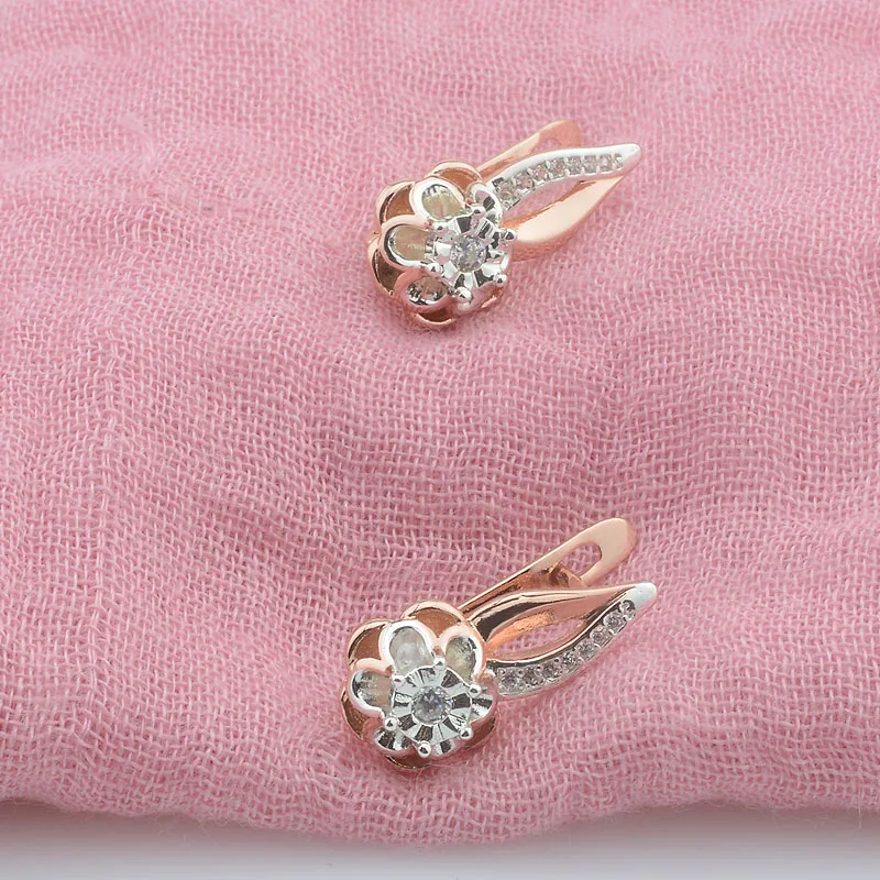 Dangle Earrings Drop Earrings Flower Earrings FJ Women Girls White Flowers 585 Rose Gold Color Dangle Drop Earrings