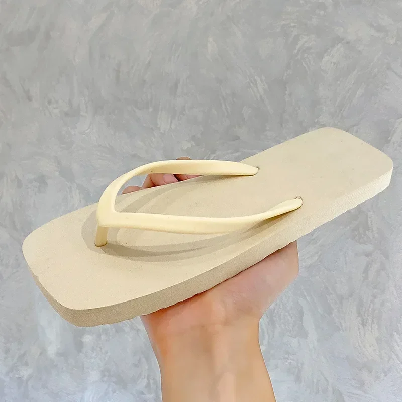 Men/Women's Japanese Herringbone Flip Flops -Summer Non-Slip Slippers, Soft Sole Sandals for Couples, Simple Solid Color Outdoor