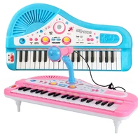 Kids Music Toy Piano Keyboard Toy 37 Keys Pink Electronic Musical Multifunctional Instruments with Microphone My First Pinao Toy 1