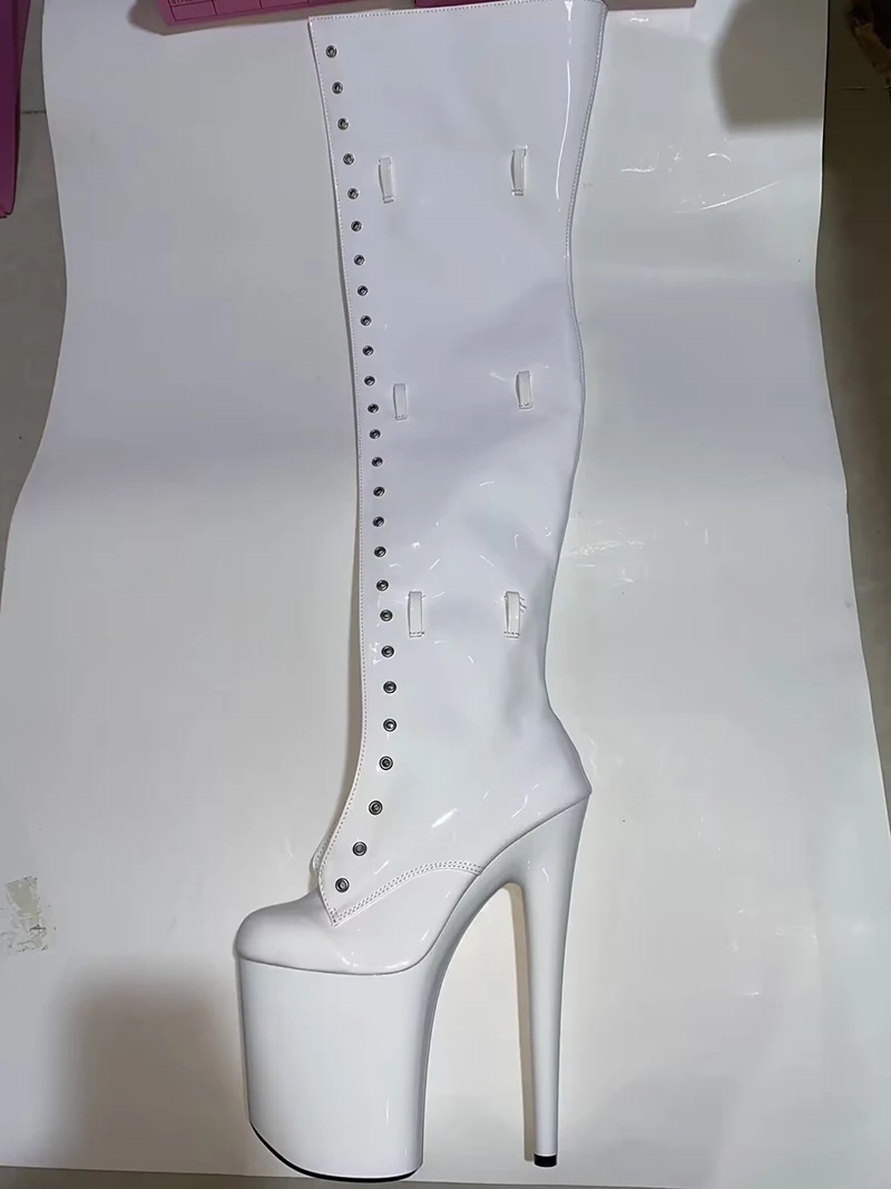 LAIJIANJINXIA New Motorcycle Boots Sexy Fetish Over The Knee 15CM Ultra High Heels Platform Long Nightclub Women Dance Shoes