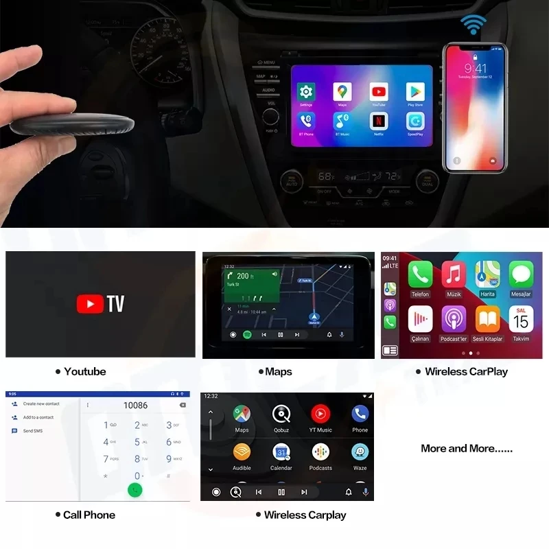 car stereo cd player Carplay Ai Box Wireless UX999 Pro Carplay Bluetooth IOS Adapter Android Auto Tv Box 9.0  For Audi Volkswagen Mercedes Ford Skoda car radio