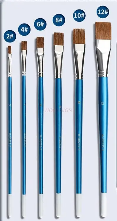 6pcs 미술 학생 특정 Wolf Hao 플랫 헤드 브러시, 안료 브러시, 수채화 브러시, 수채화 브러시 세트, 아크릴 유화