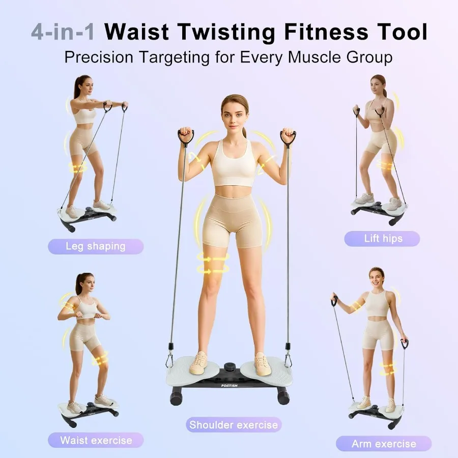 Waist Twister Ab Machine, 300 lbs Weight Capacity, Adjustable Ab Twister Board with Foot Massage for Belly Fat Loss, Noiseless H