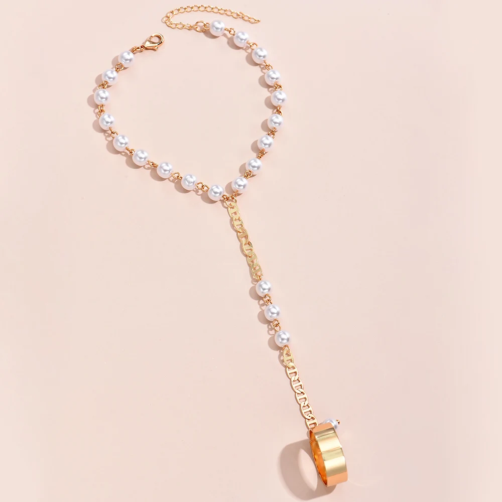 New Arrow Heart Link Chain Ring Connected Bracelets Gold Color Metal Finger Ring Bracelets Hand Harness Fashion Jewelry Women