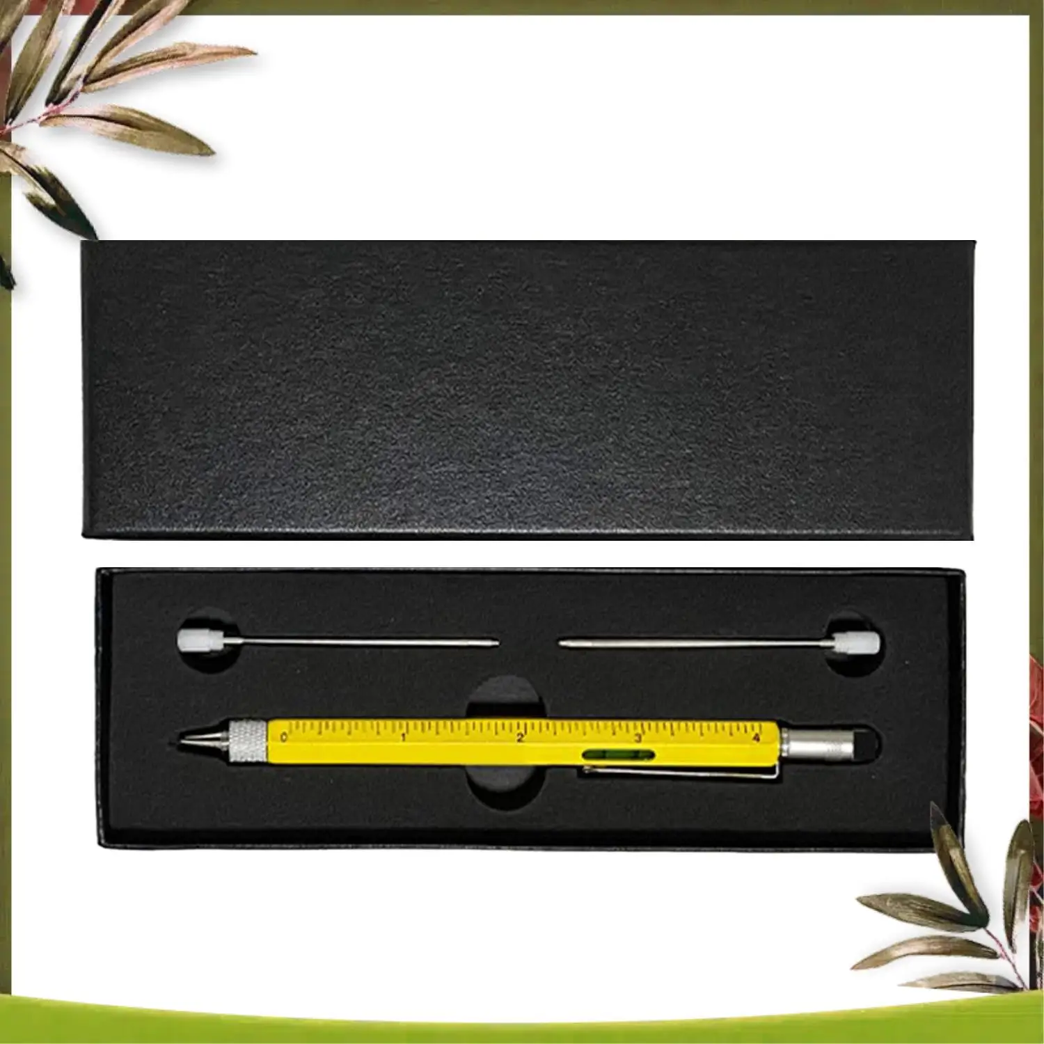 새로운 멀티툴 펜 멋진 가제트, 스타일러스가 포함된 참신한 펜, 레벨, 눈금자, 드라이버, 아빠 남편을 위한 생일 선물 노란색 Dura
